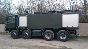 Military fire fighting vehicle